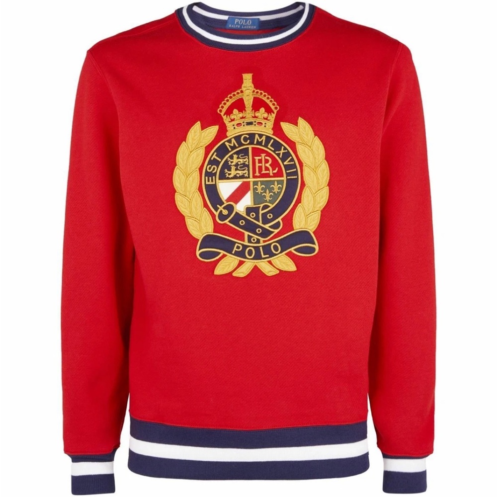 Polo Ralph Lauren Crewneck Crest Crown Fleece Sweatshirt Mens Red Sz Small H1